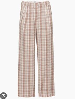 Aritzia Sunday Best Harvey Pant Mid-rise Slouchy Twill Trouser Pant Plaid sz 6
